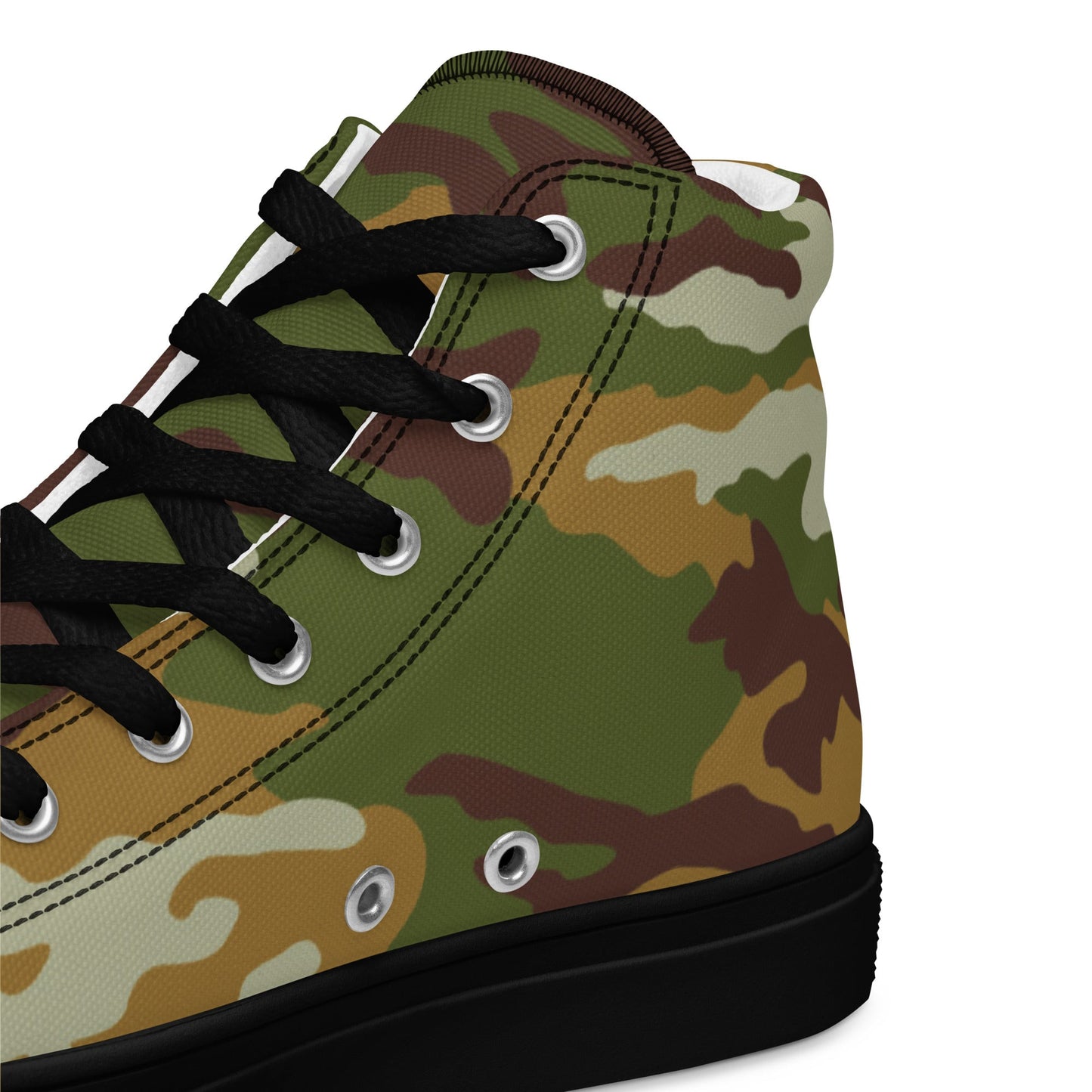 American M81 Olive Brush Woodland CAMO Mens high top canvas shoes - High Top Canvas Shoes