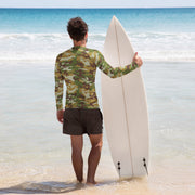 American M81 Olive Brush Woodland CAMO Mens Long-Sleeve Rash Guard