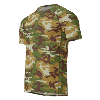 American M81 Olive Brush Woodland CAMO Mens Short-Sleeve Rash Guard