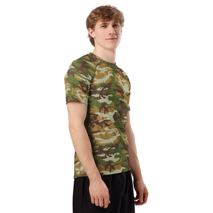 American M81 Olive Brush Woodland CAMO Mens Short-Sleeve Rash Guard