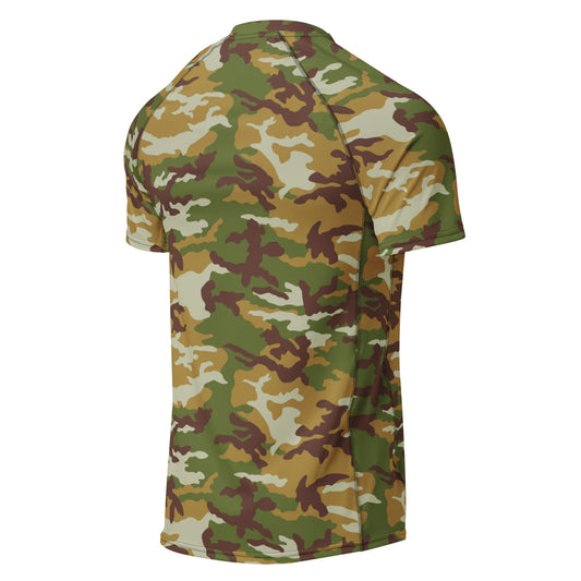 American M81 Olive Brush Woodland CAMO Mens Short-Sleeve Rash Guard - Short-sleeve Guards