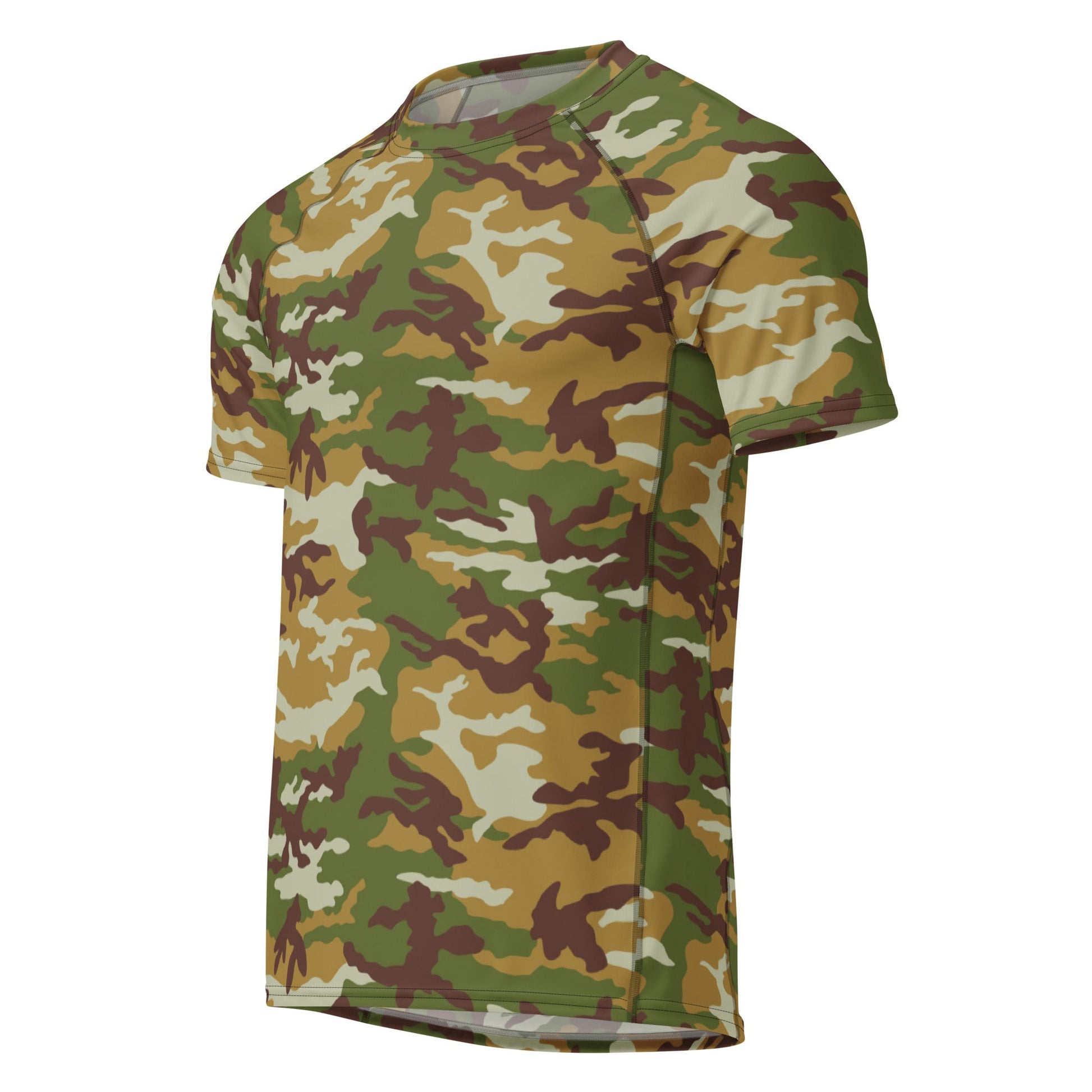 American M81 Olive Brush Woodland CAMO Mens Short-Sleeve Rash Guard