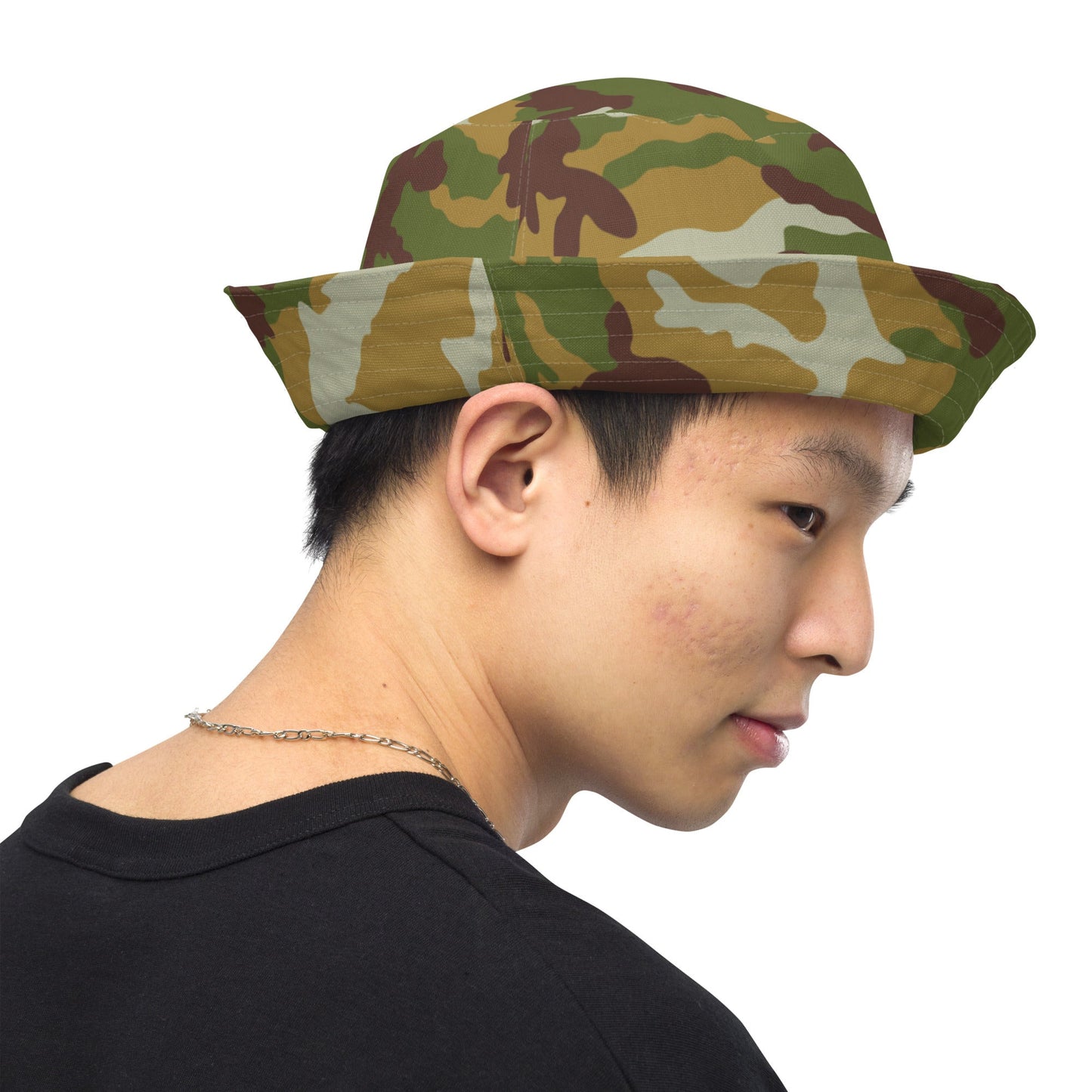 American M81 Olive Brush Woodland CAMO Reversible bucket hat - Bucket Hats