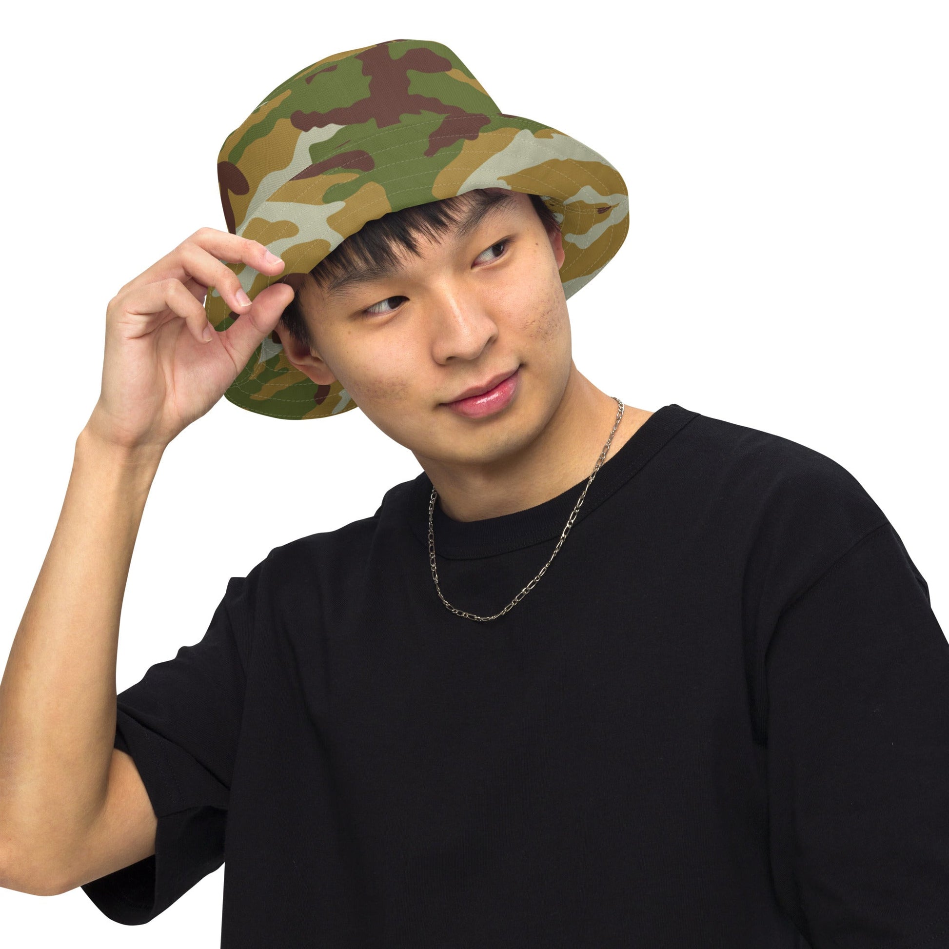 American M81 Olive Brush Woodland CAMO Reversible bucket hat - Bucket Hats