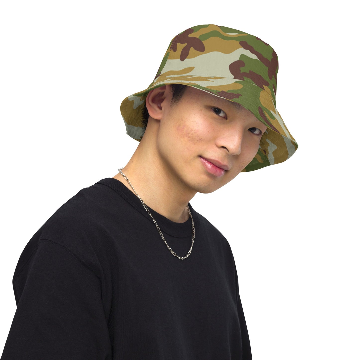 American M81 Olive Brush Woodland CAMO Reversible bucket hat - Bucket Hats