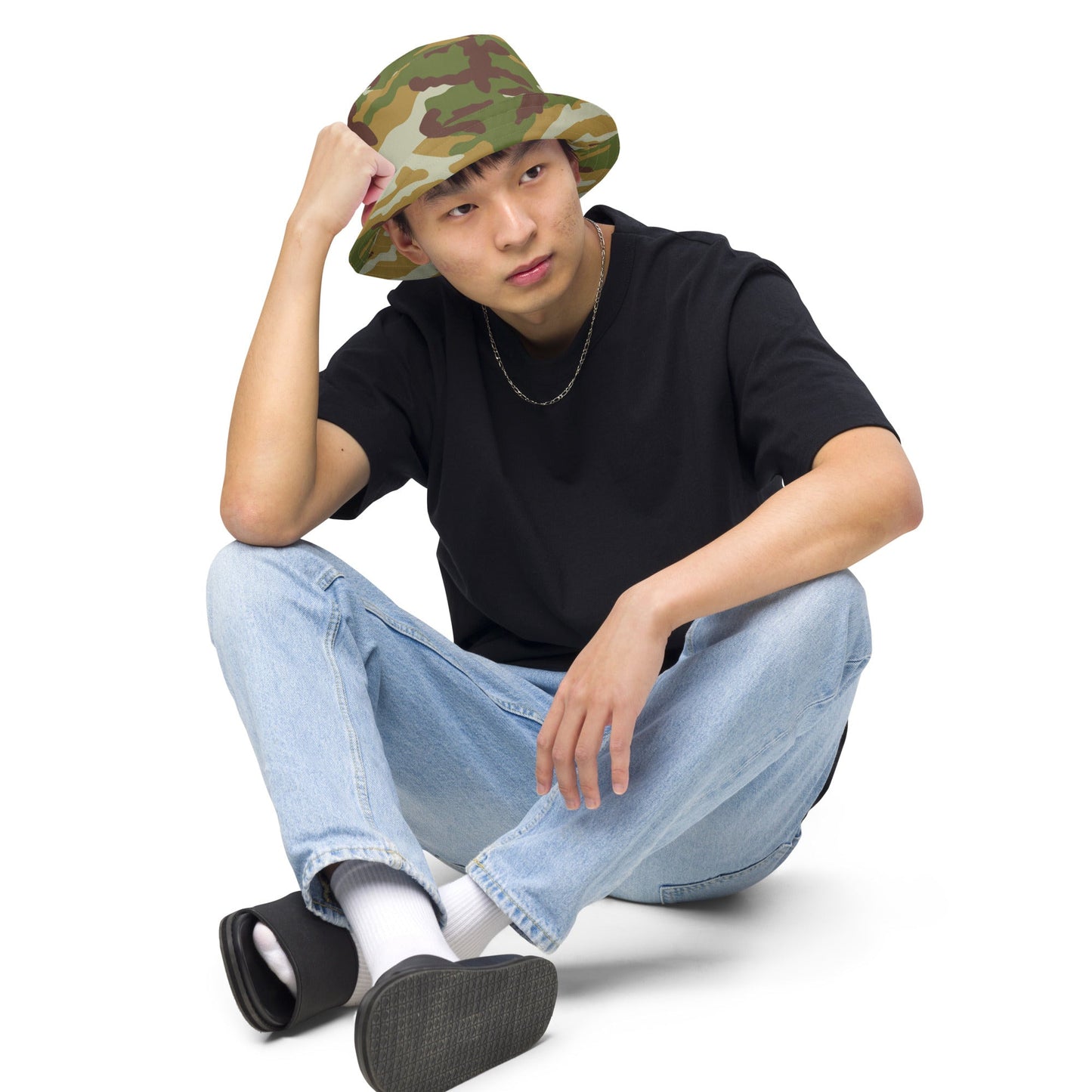American M81 Olive Brush Woodland CAMO Reversible bucket hat - Bucket Hats