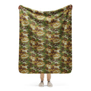 American M81 Olive Brush Woodland CAMO Sherpa Blanket - 50″×60″
