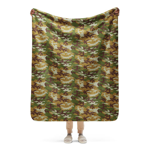 American M81 Olive Brush Woodland CAMO Sherpa Blanket - 50″×60″
