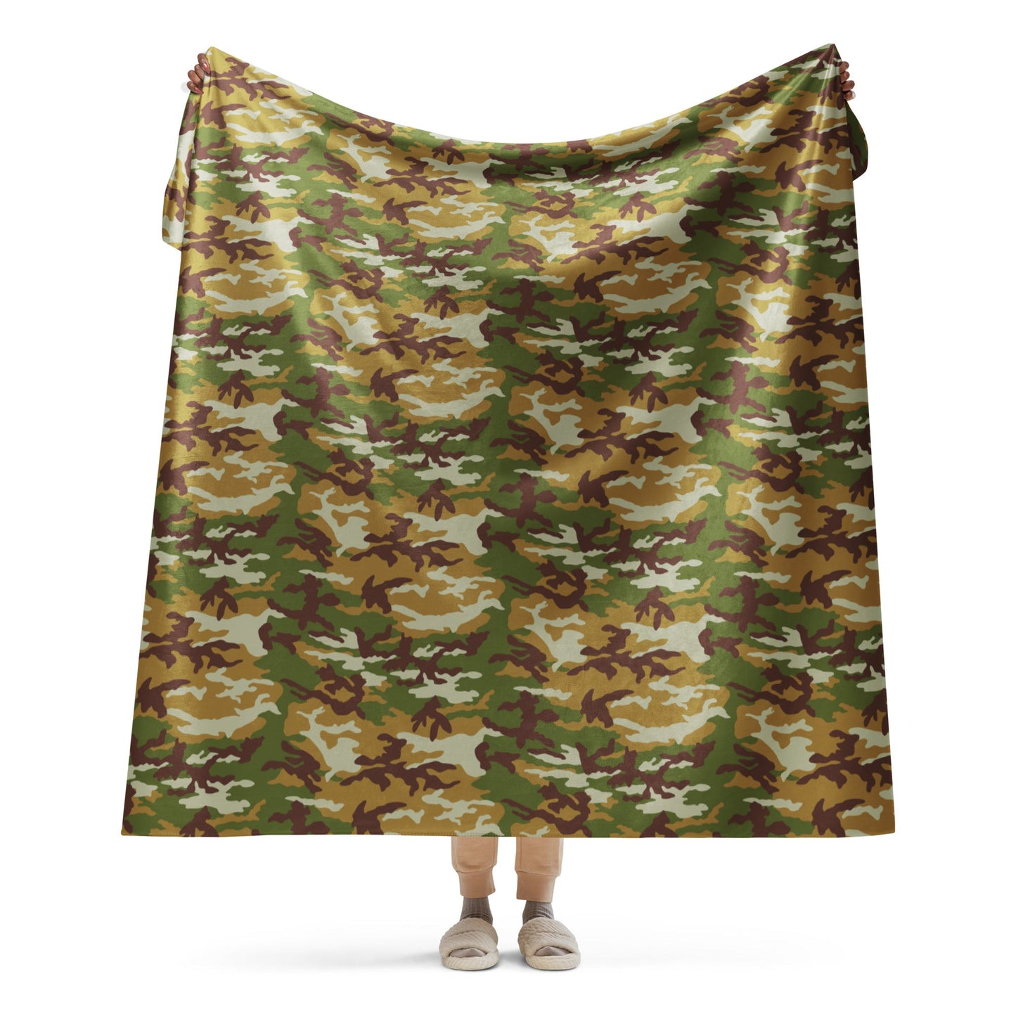 American M81 Olive Brush Woodland CAMO Sherpa blanket - 60″×80″ - Blankets