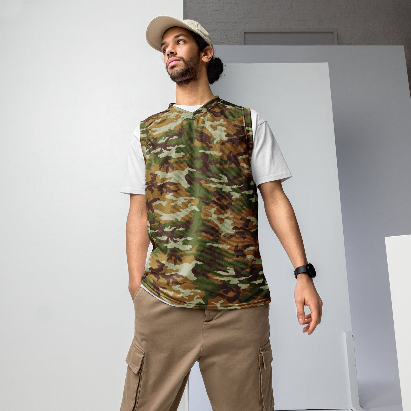 American M81 Olive Brush Woodland CAMO Unisex Basketball Jersey - 2XS