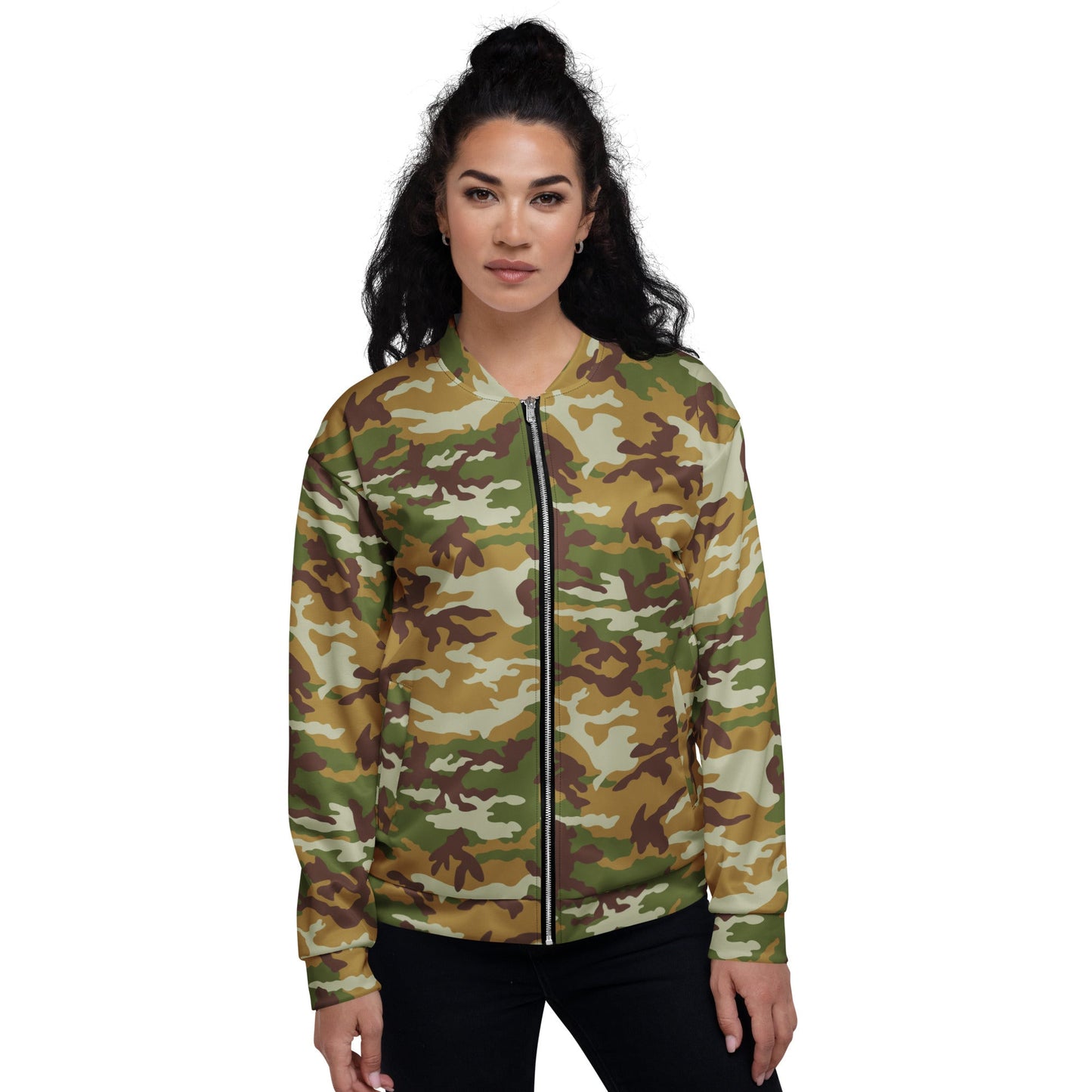American M81 Olive Brush Woodland CAMO Unisex Bomber Jacket
