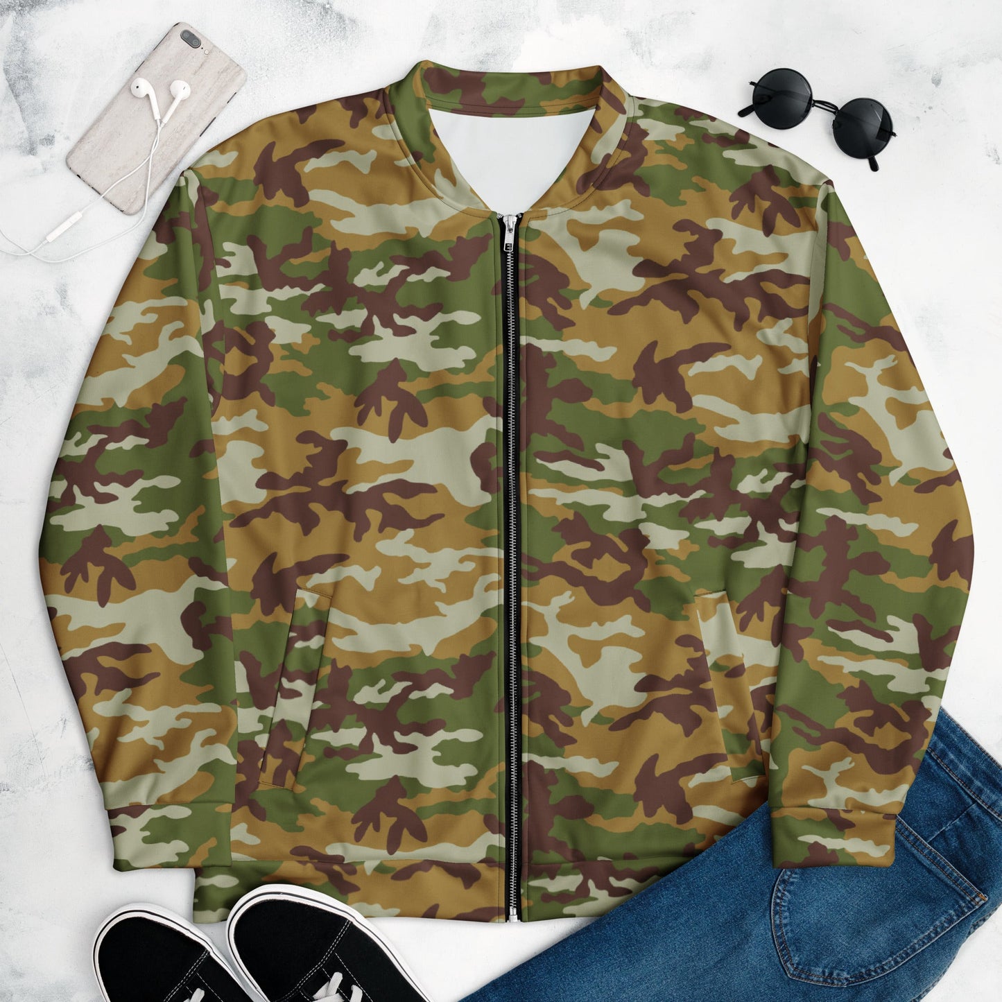 American M81 Olive Brush Woodland CAMO Unisex Bomber Jacket