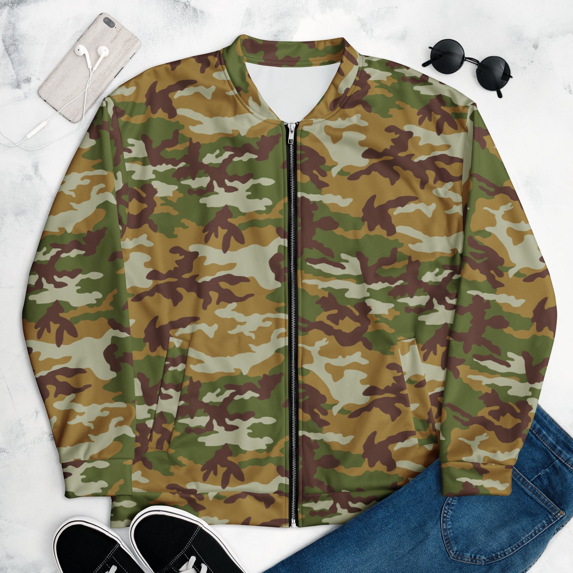 American M81 Olive Brush Woodland CAMO Unisex Bomber Jacket