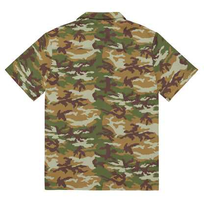 American M81 Olive Brush Woodland CAMO Unisex Short-Sleeve Button Shirt
