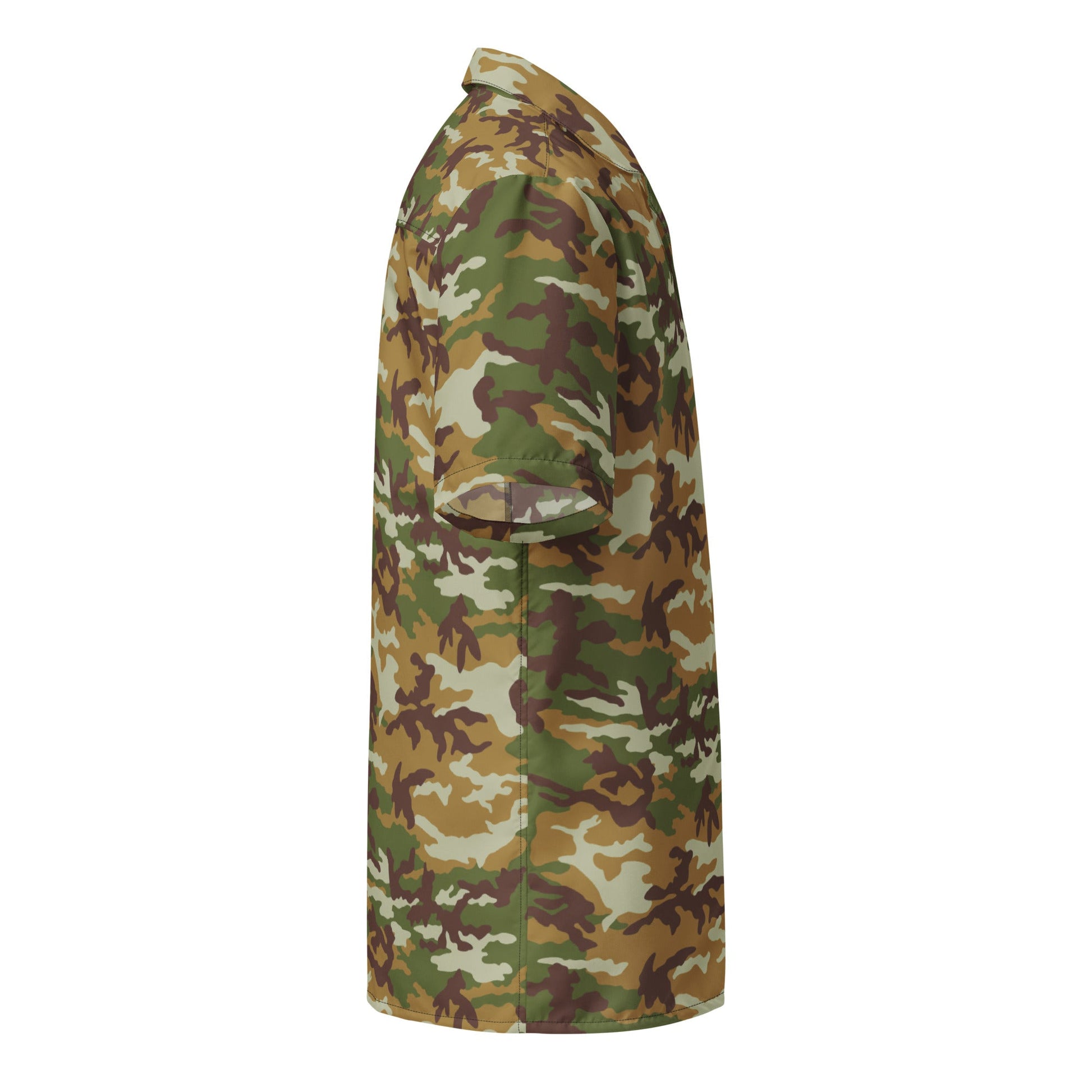 American M81 Olive Brush Woodland CAMO Unisex Short-Sleeve Button Shirt