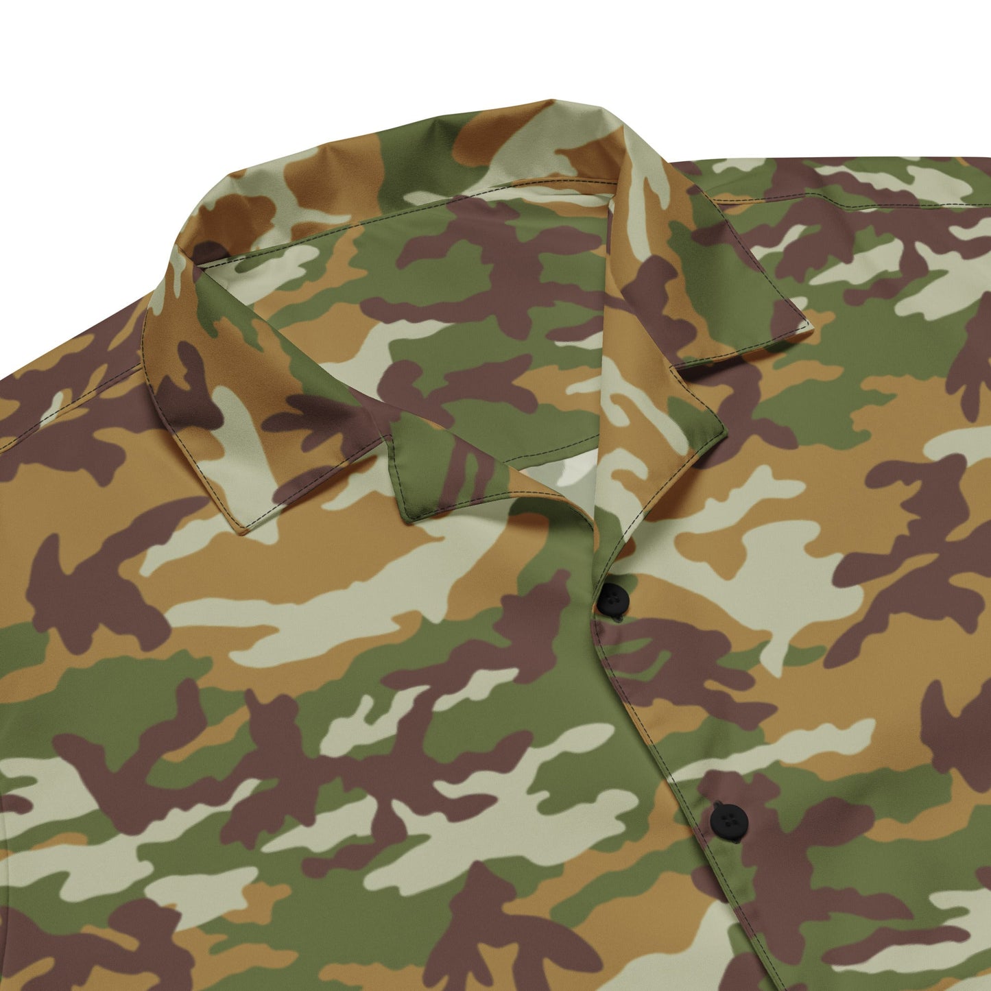 American M81 Olive Brush Woodland CAMO Unisex Short-Sleeve Button Shirt