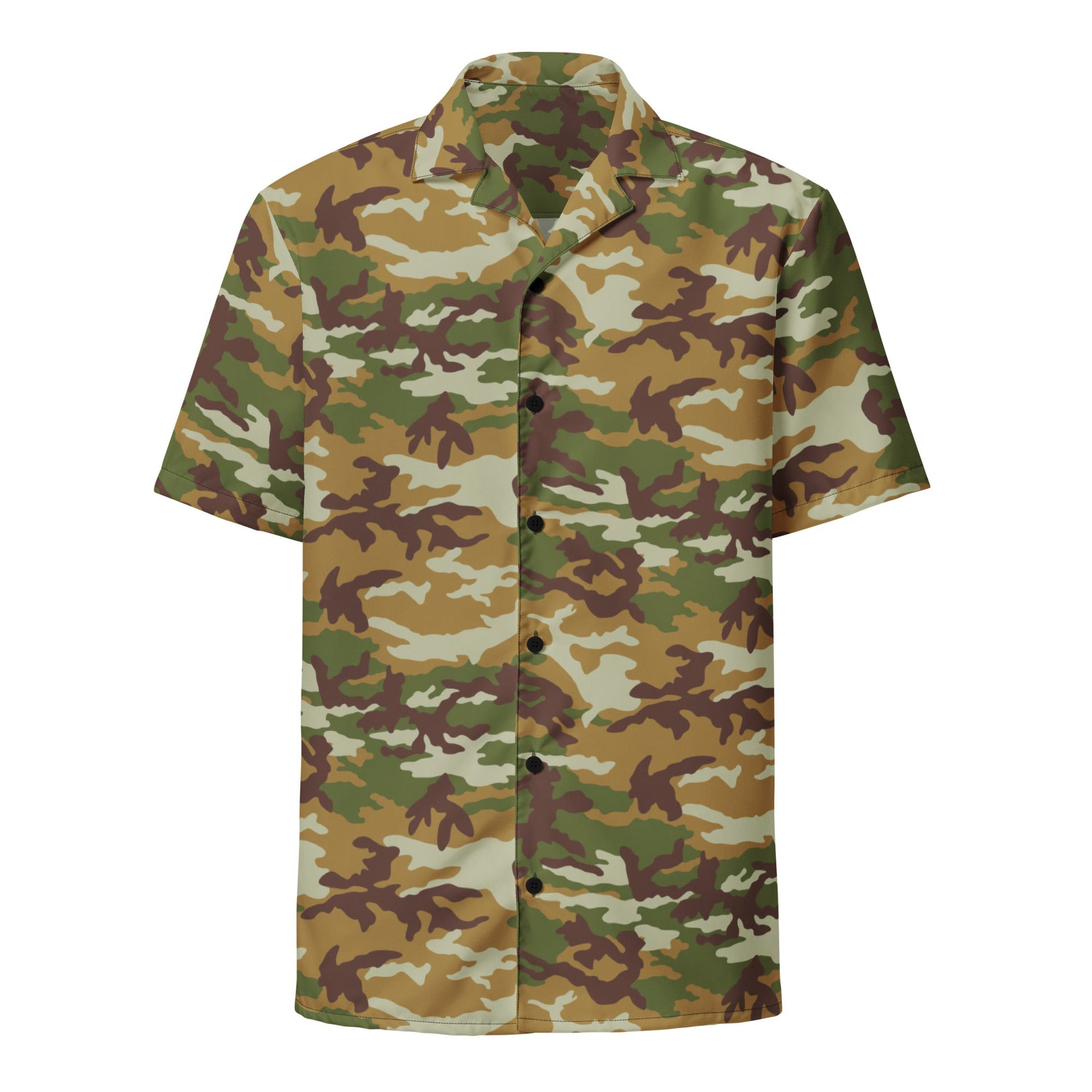 American M81 Olive Brush Woodland CAMO Unisex Short-Sleeve Button Shirt