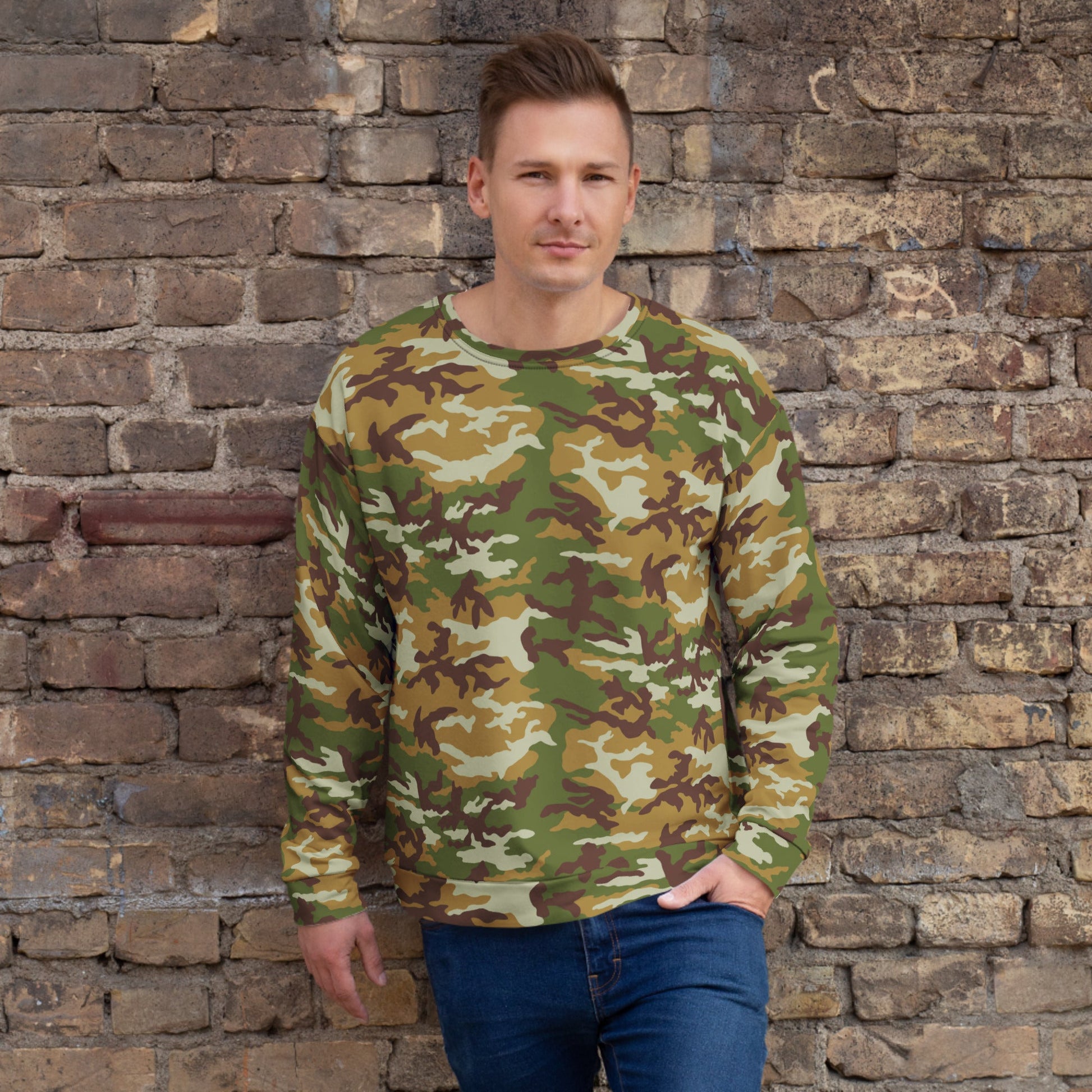 American M81 Olive Brush Woodland CAMO Unisex Sweatshirt - 2XS