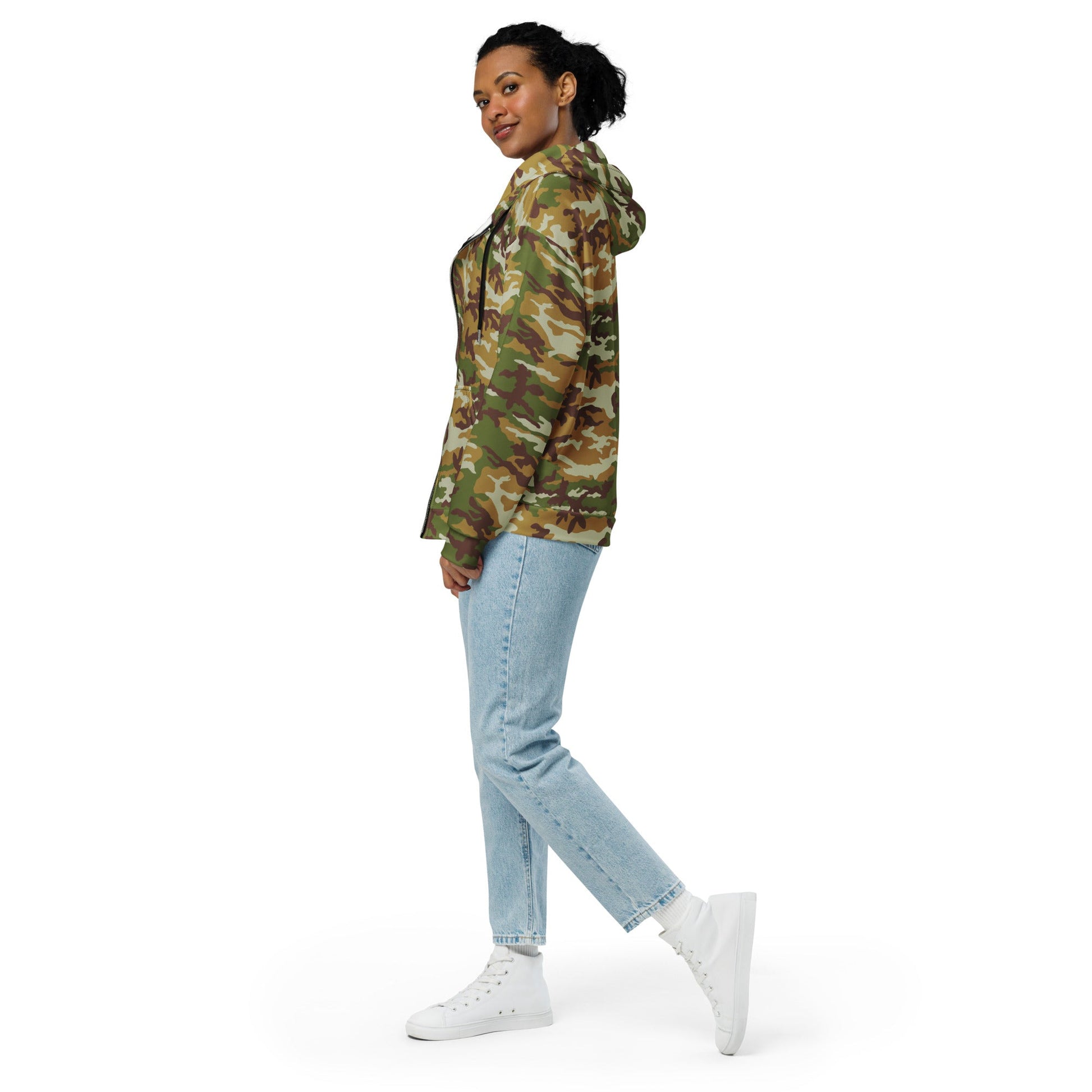 American M81 Olive Brush Woodland CAMO Unisex Zip Hoodie