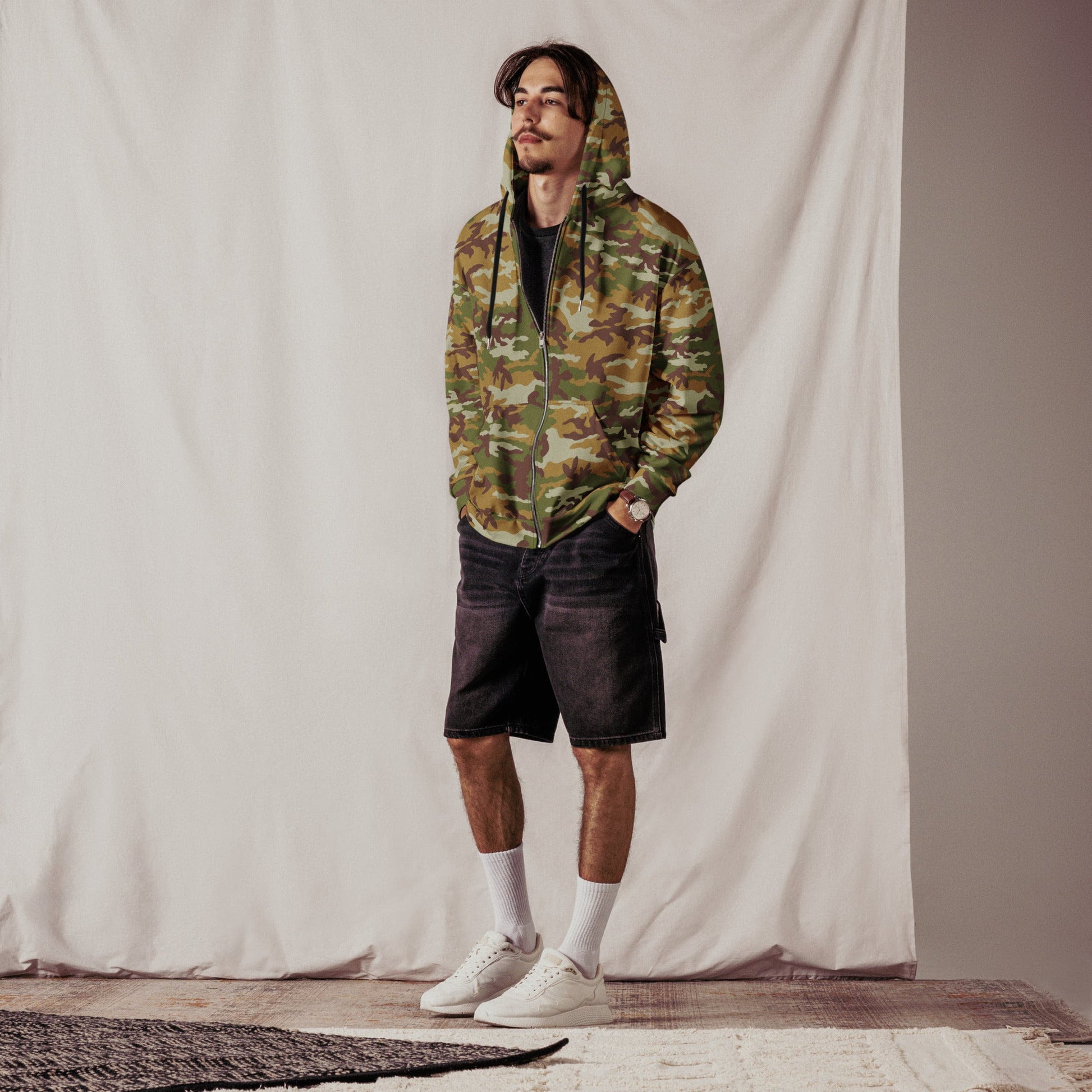 American M81 Olive Brush Woodland CAMO Unisex Zip Hoodie