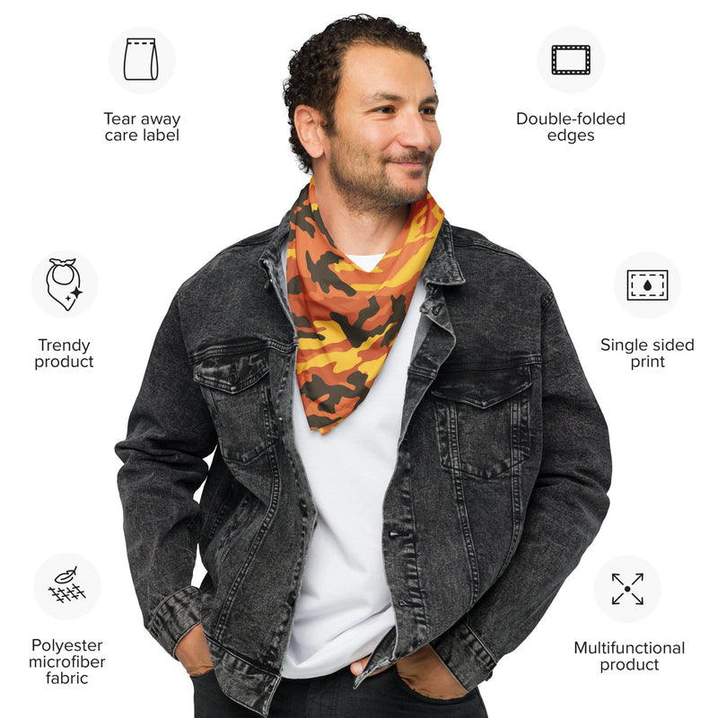 Classic M81 Savage Orange Hunting CAMO Bandana - Head