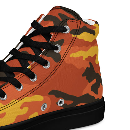 American M81 Savage Orange Hunting CAMO Mens high top canvas shoes - High Top Canvas Shoes