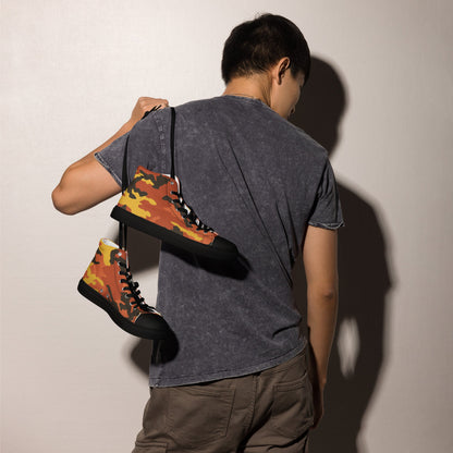 American M81 Savage Orange Hunting CAMO Mens high top canvas shoes - High Top Canvas Shoes