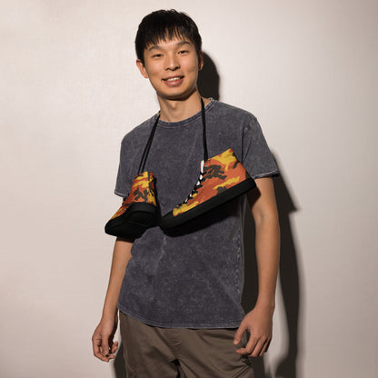 American M81 Savage Orange Hunting CAMO Mens high top canvas shoes - High Top Canvas Shoes