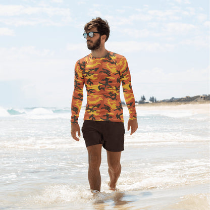 American M81 Savage Orange Hunting CAMO Mens Long-Sleeve Rash Guard - XS