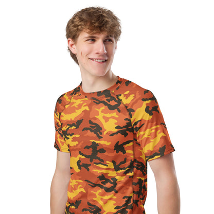 American M81 Savage Orange Hunting CAMO Mens Short-Sleeve Rash Guard
