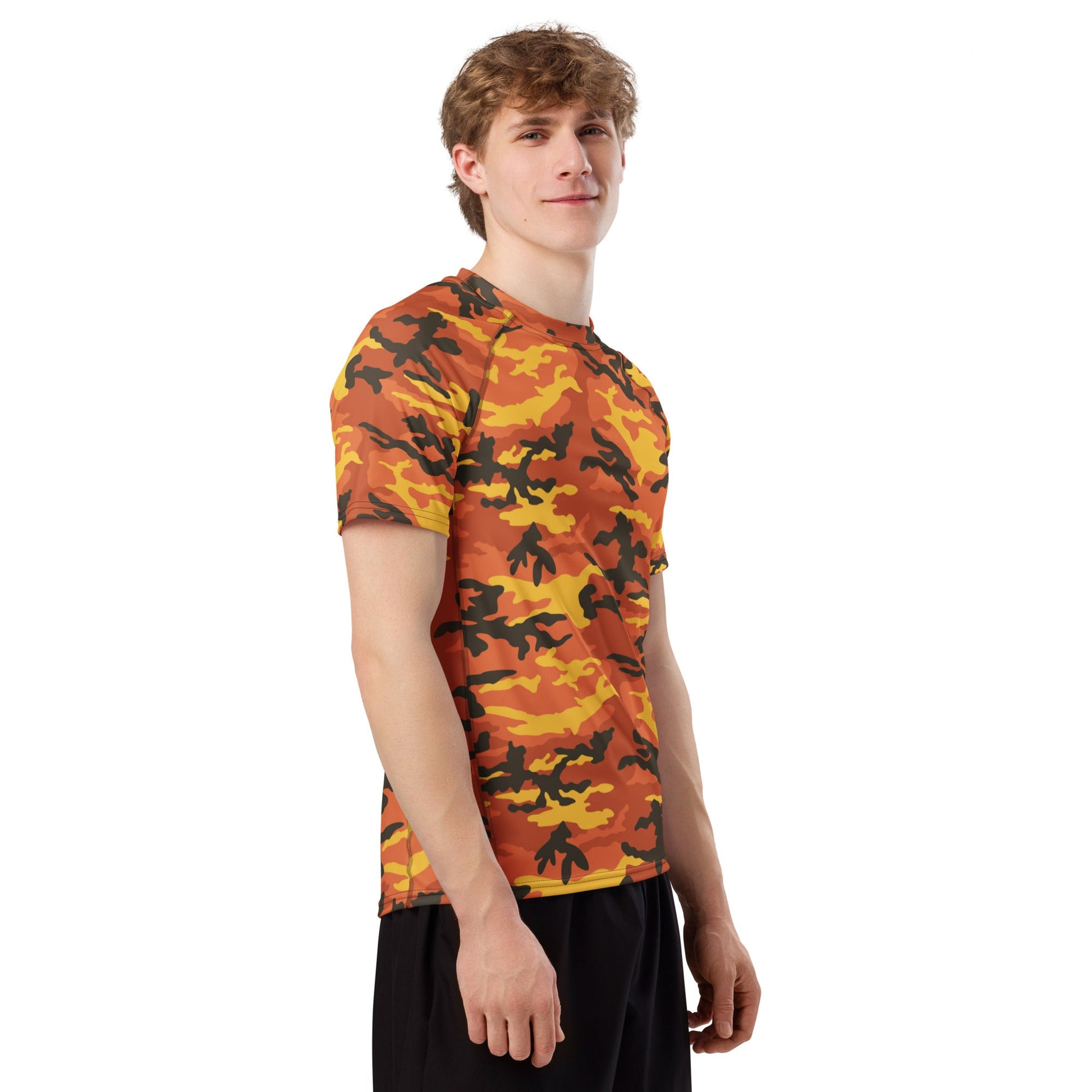 American M81 Savage Orange Hunting CAMO Mens Short-Sleeve Rash Guard