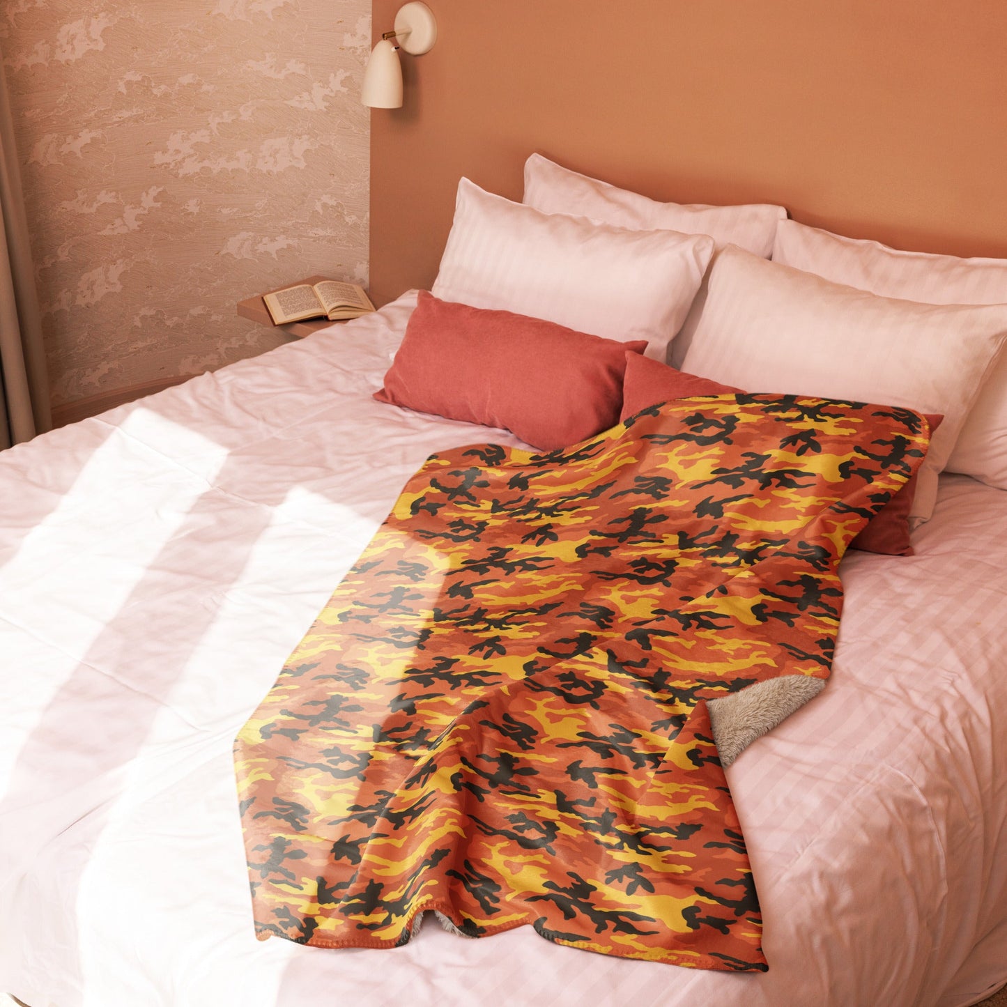 American M81 Savage Orange Hunting CAMO Sherpa blanket - Blankets