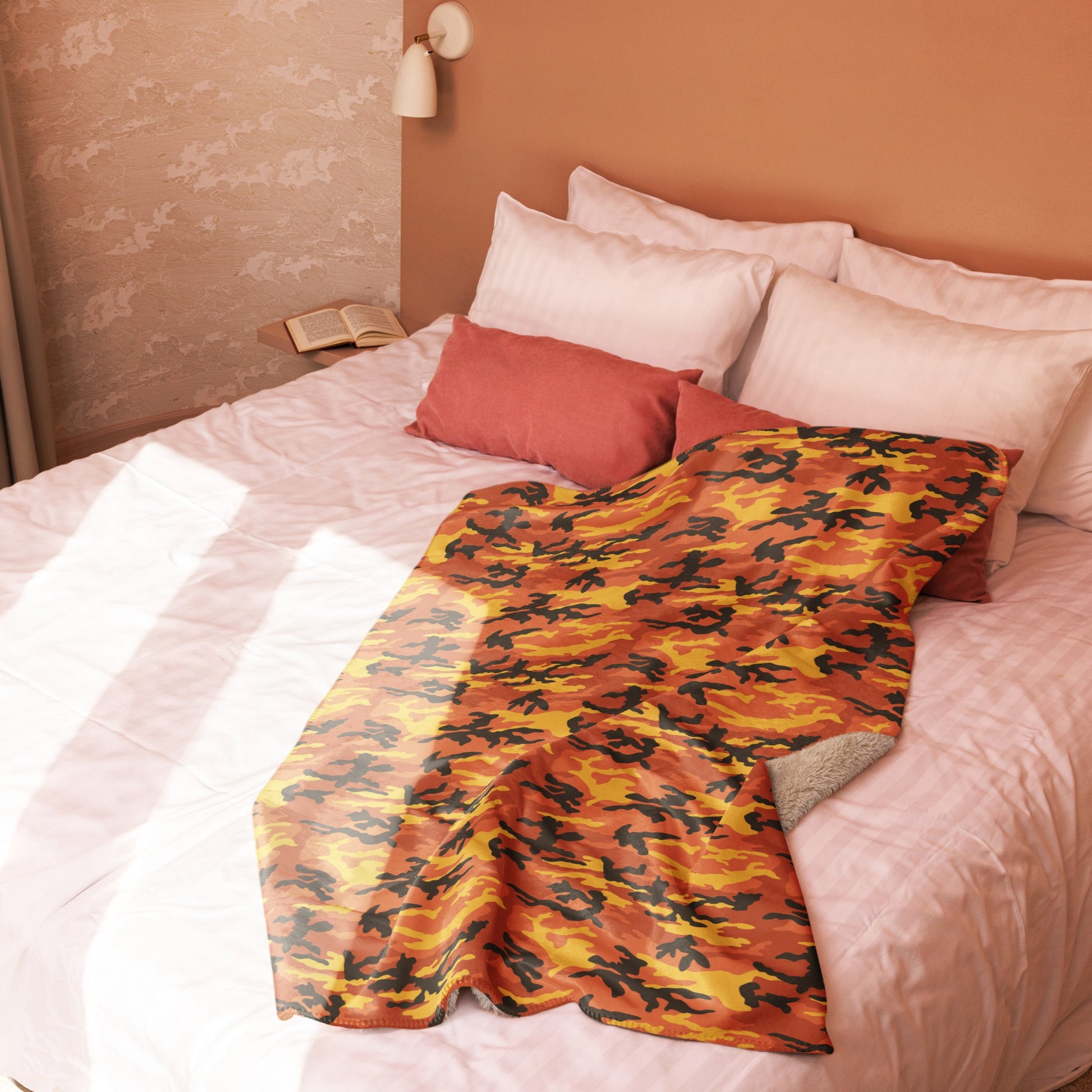 American M81 Savage Orange Hunting CAMO Sherpa blanket - Blankets