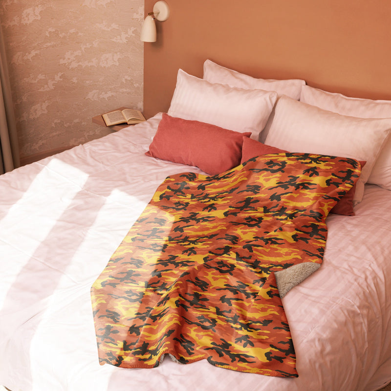 American M81 Savage Orange Hunting CAMO Sherpa Blanket