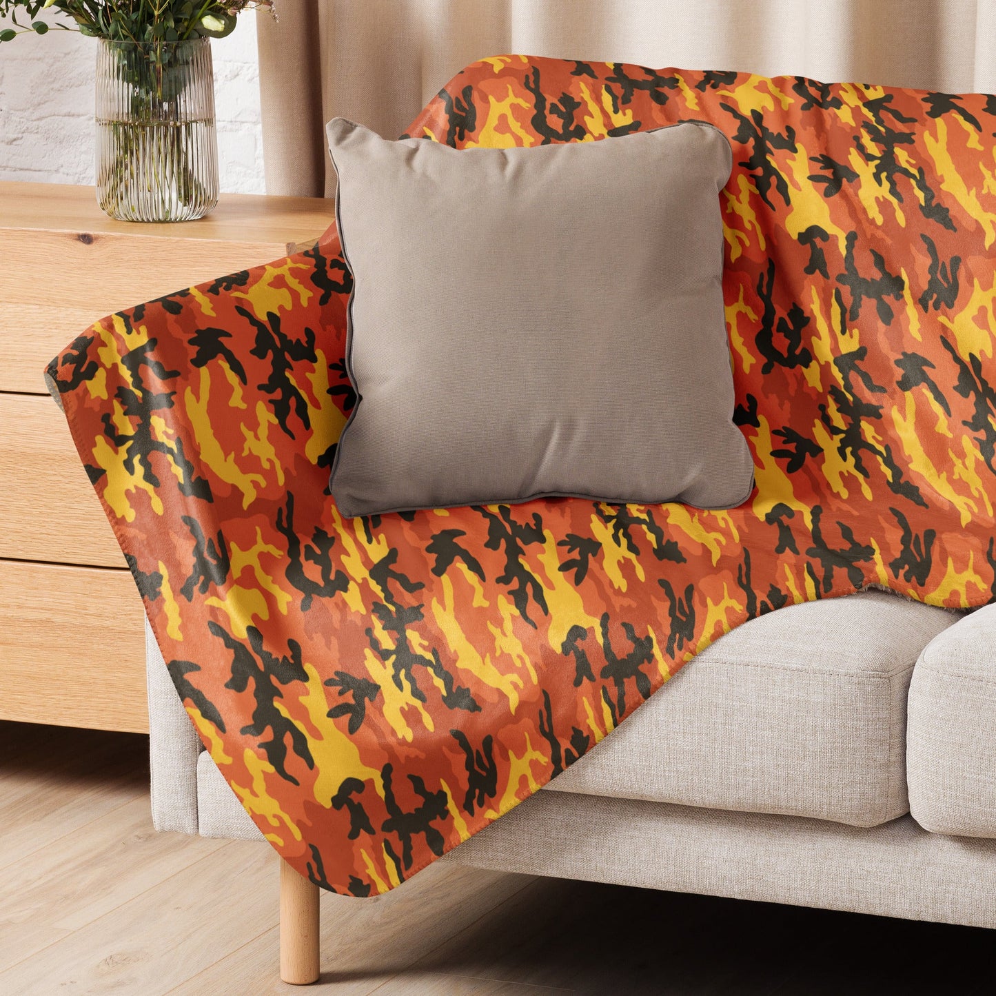 American M81 Savage Orange Hunting CAMO Sherpa blanket - Blankets