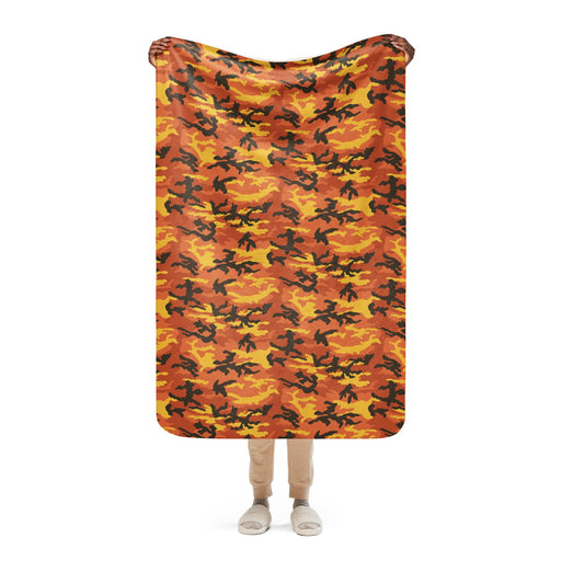 American M81 Savage Orange Hunting CAMO Sherpa Blanket - 37″×57″