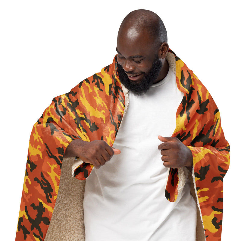 American M81 Savage Orange Hunting CAMO Sherpa Blanket