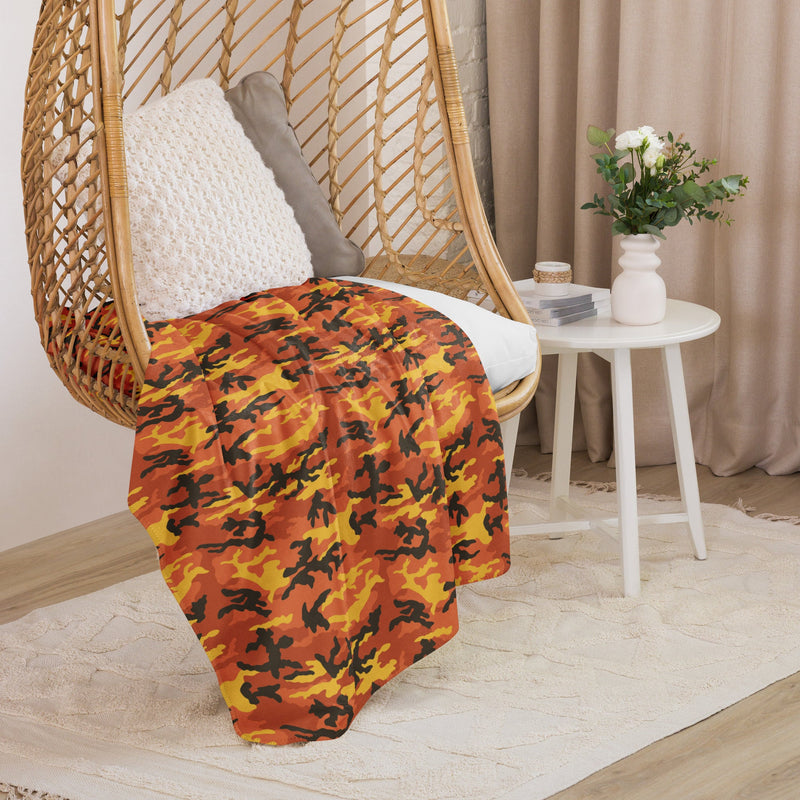 American M81 Savage Orange Hunting CAMO Sherpa Blanket