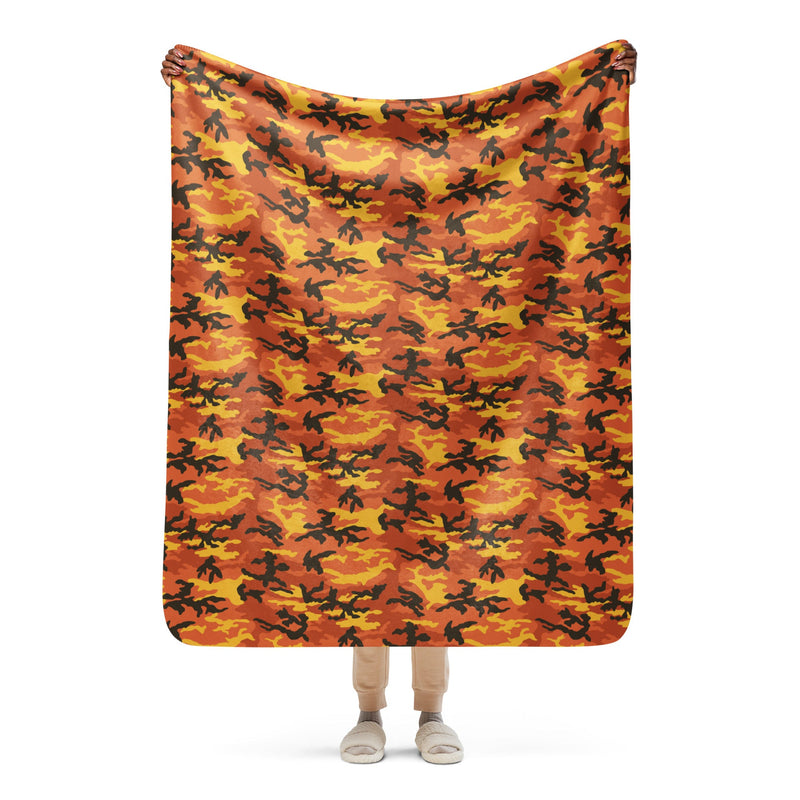 American M81 Savage Orange Hunting CAMO Sherpa Blanket - 50″×60″