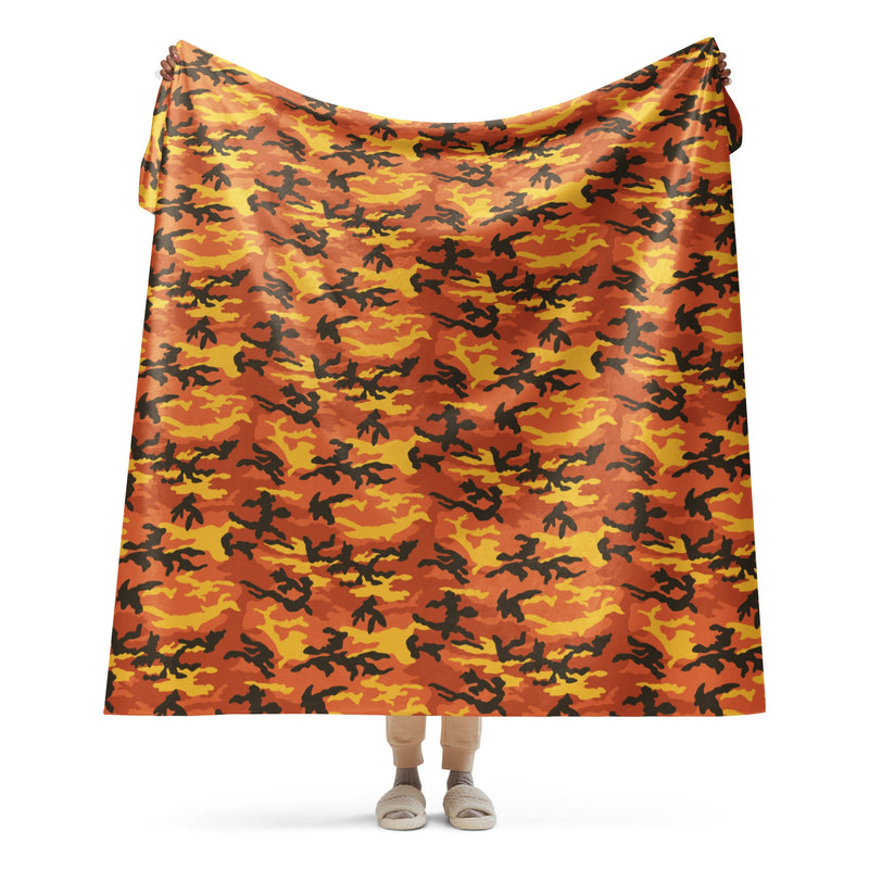 American M81 Savage Orange Hunting CAMO Sherpa Blanket - 60″×80″
