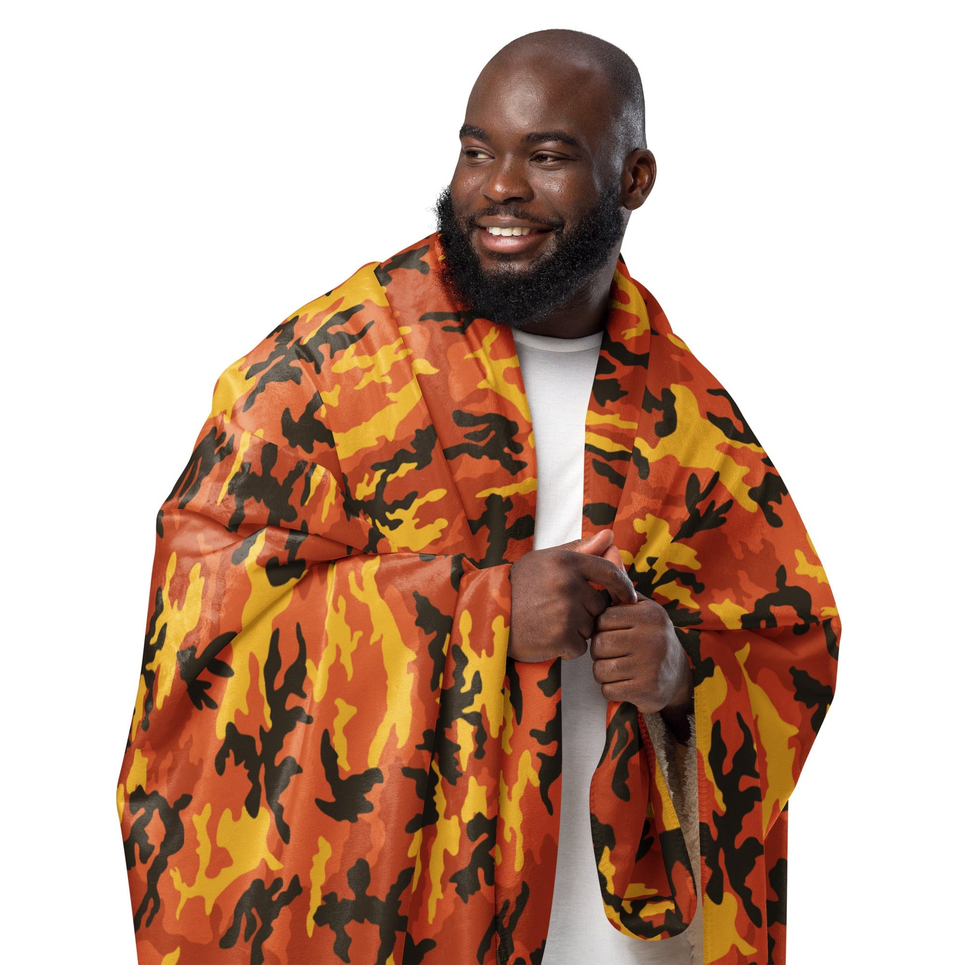 American M81 Savage Orange Hunting CAMO Sherpa blanket - Blankets