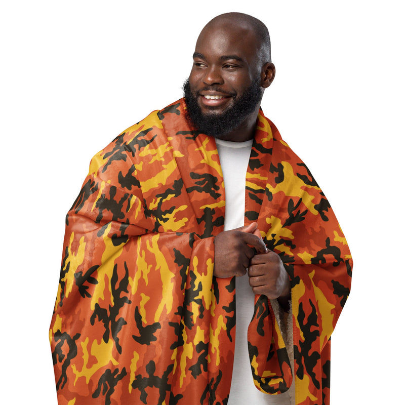 American M81 Savage Orange Hunting CAMO Sherpa Blanket