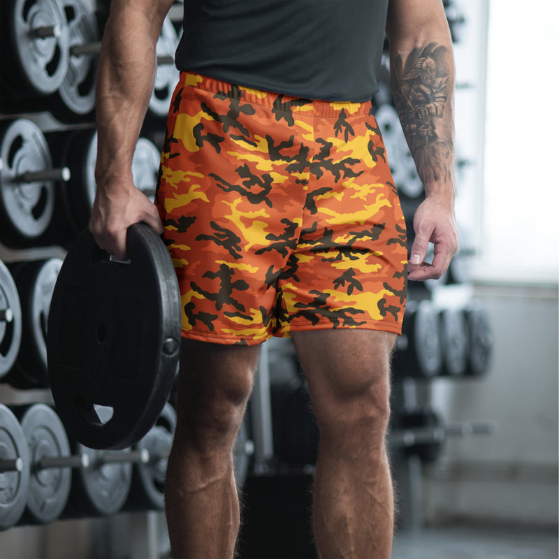 Classic M81 Savage Orange Hunting CAMO Unisex Athletic Long Shorts - 2XS