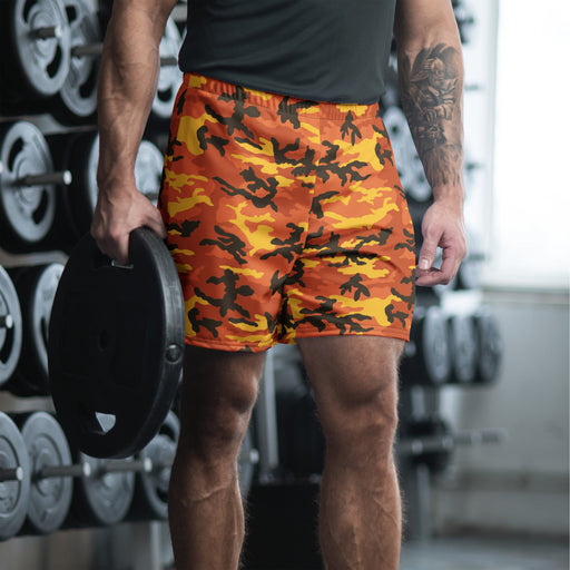 Classic M81 Savage Orange Hunting CAMO Unisex Athletic Long Shorts - 2XS