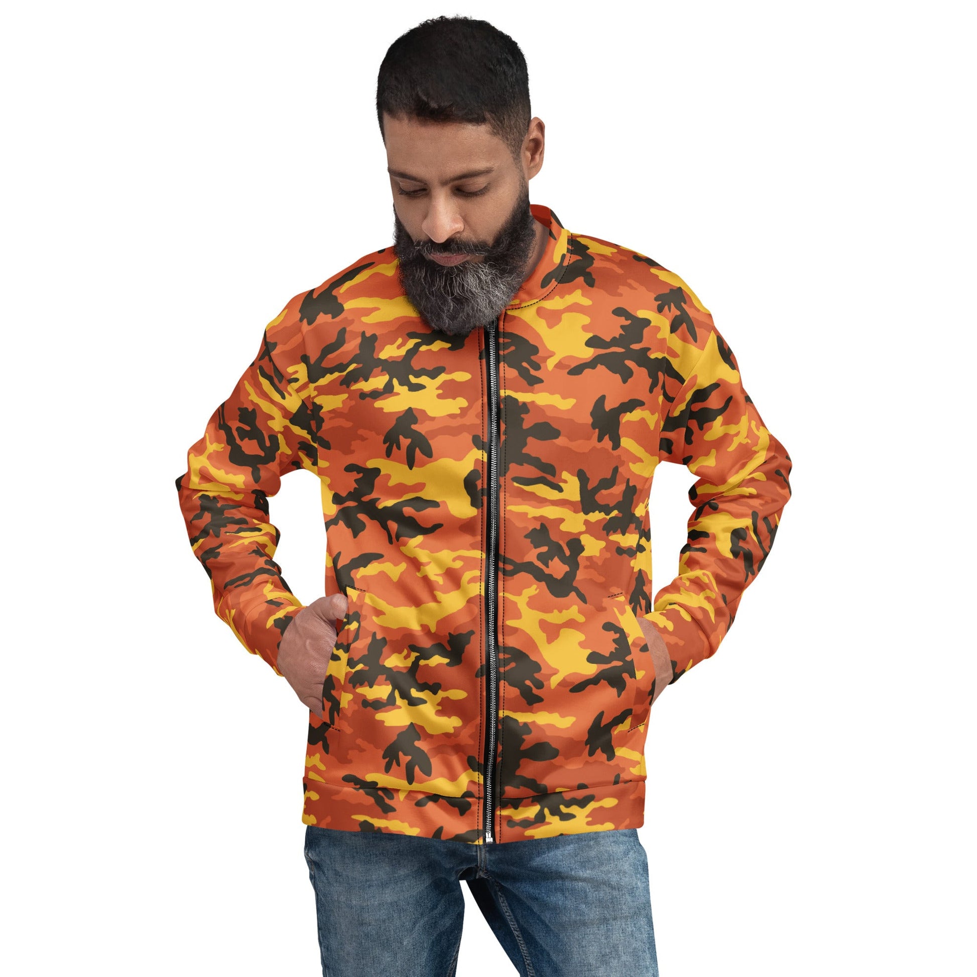 American M81 Savage Orange Hunting CAMO Unisex Bomber Jacket - XS
