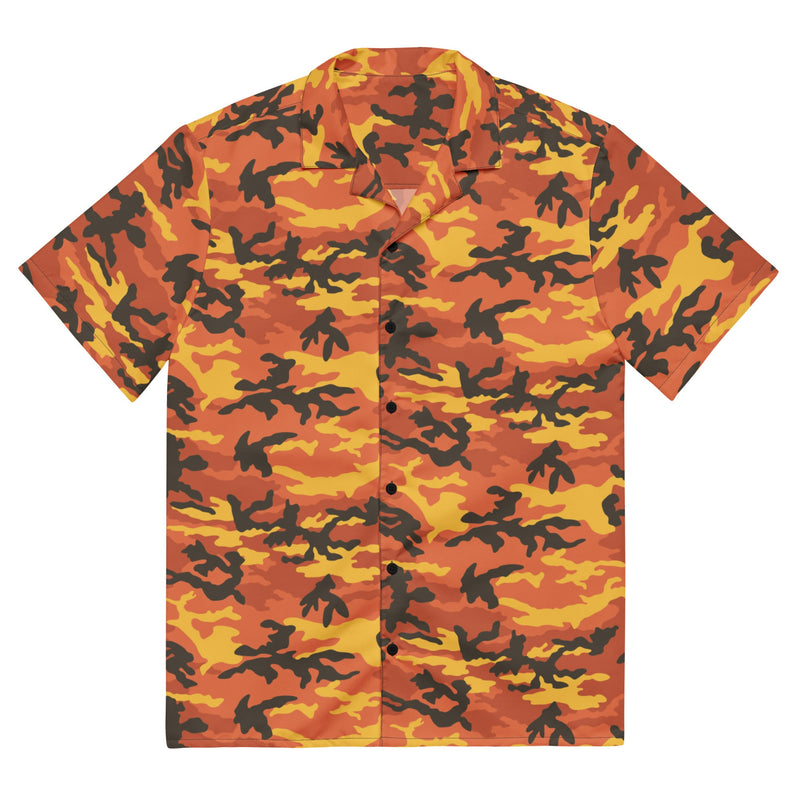 American M81 Savage Orange Hunting CAMO Unisex Short-Sleeve Button Shirt - 2XS