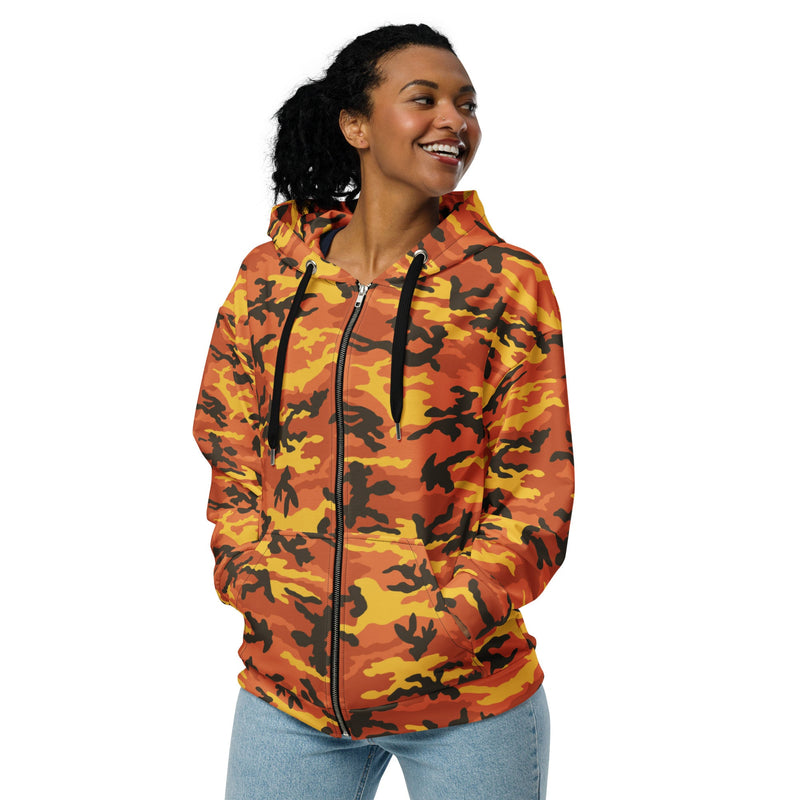 American M81 Savage Orange Hunting CAMO Unisex Zip Hoodie
