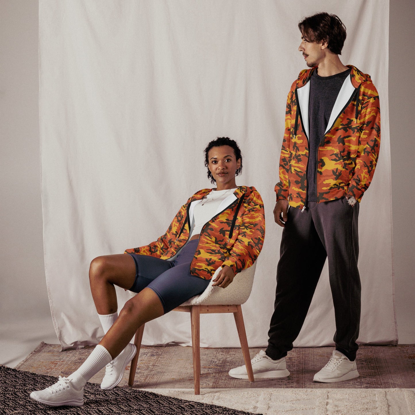 American M81 Savage Orange Hunting CAMO Unisex zip hoodie - Zip Hoodies