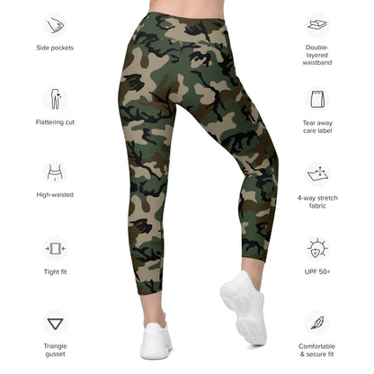 American M81 Woodland CAMO Leggings with pockets - Womens With Pockets