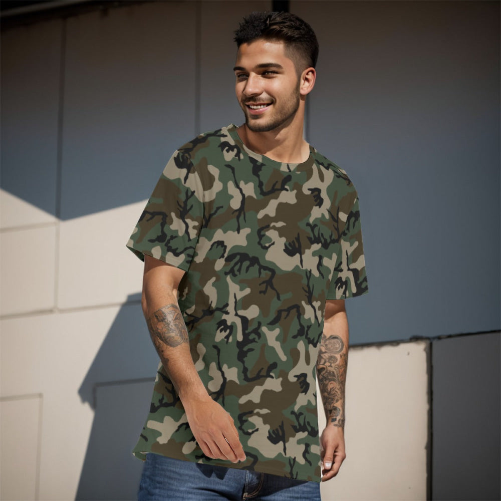 American M81 Woodland CAMO Men’s 100% Cotton T-Shirt - Mens